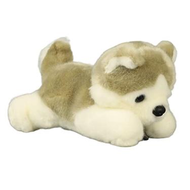 Imagem de Cryfokt Husky Stuffed Dog Animal Simulation Realista, Realista Macio Feito à Mão Deitado Cachorro de Brinquedo de Pelúcia, Presente para Meninos e Meninas, Travesseiro de Brinquedo de