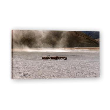 Imagem de MigrateReal Foto cidade mar neve vale rio nascer do sol impressão em tela para decoração de casa 20 x 36 cm emoldurada