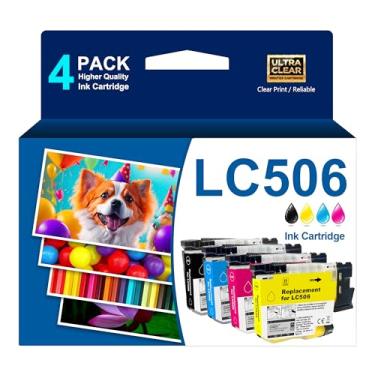 Imagem de LC506 cartuchos de tinta combo de substituição para Brother LC 506 506 cartuchos de tinta de rendimento padrão compatíveis com impressora Brother MFC-J4355DW MFC-J4555DW MFC-J4557DW, preto ciano