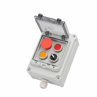 Imagem de KKFAUS Caixa de botão de botão de plástico caixa de controle de interruptor Start Stop impermeável ao ar livre capa protetora de autorredefinição industrial (4444)