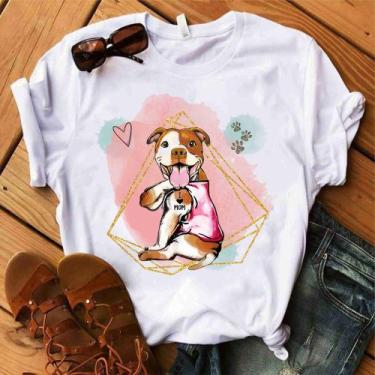 Imagem de Blusa T-shirt Camiseta Feminina Estampada-Pitbull- Várias Estampas, G