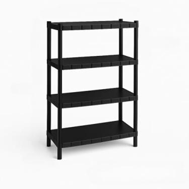 Imagem de Estante com 5 Prateleiras de Plástico - Organizadora Modular Multiuso, Ideal para Livros, Cozinha, Quarto e Objetos Domésticos, Prática e Leve (4 Prateleiras)