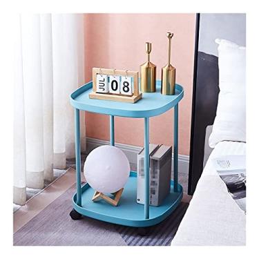 Imagem de Mesa de canto de 2 níveis, mesa lateral pequena mesa quadrada de sofá mesa de centro com prateleira aberta criado-mudo antiferrugem e à prova d'água para sala de estar (cor: branco) (verde)