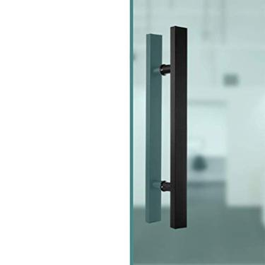 Imagem de Puxador de porta comercial de tubo quadrado de aço inoxidável resistente preto/maçaneta de porta de vidro/puxador de porta de celeiro - 6 tamanhos (tamanho: 600 400 mm) (600 * 400 mm)