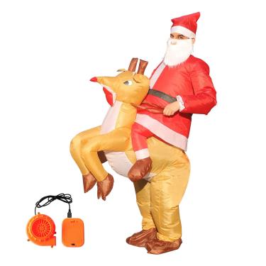 Imagem de Fantasia de Elmo Inflável para Montar Traje Engraçado a Ar Festa Férias Cosplay Mulheres Homens Adultos e Crianças com Soplador Caixa Bateria - Não In