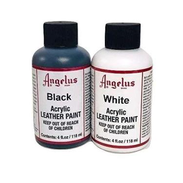 Imagem de Tinta acrílica de couro Angelus Waterproof 118ml preta branca