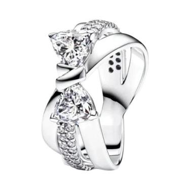 Imagem de Colar Com Anel Em Forma De Coração Com Laço Em Prata 925 Para Mulheres