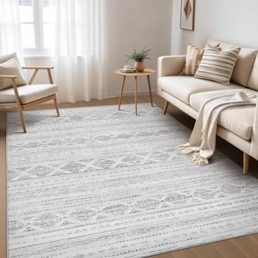 Imagem de Nakagishi Tapetes de área 12 x 20 cm para sala de estar: lavável boho grande neutro macio tapete resistente a manchas moderno piso interno tapete antiderrapante para quarto berçário crianças