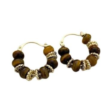 Imagem de Brincos De Resina Marrom Vintage Com Pedra Olho De Tigre Para Mulheres