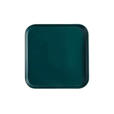 Imagem de Prato quadrado de jantar de cerâmica de cor sólida prato de jantar ocidental para bife, macarrão, pizza, casa, festa, restaurante (verde, 20 cm)