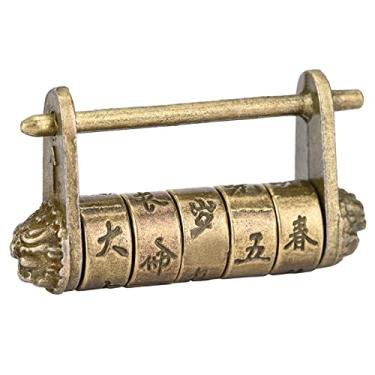 Imagem de Generic Fechadura de Combinação Vintage retrô, Cadeado de Latão Estilo Antigo Chinês para Caixa de Joias ou Gaveta, Com Senha Incluída para um Sabor Exclusivo
