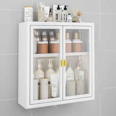 Imagem de Armário de banheiro montado na parede sobre vaso sanitário, organizador de medicamentos branco para banheiro e lavanderia, solução de armazenamento elegante que economiza espaço, 5 tamanhos, perfeito