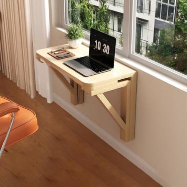 Imagem de Mesa dobrável de madeira montada na parede, pequena bancada dobrável para parede, mesa dobrável de folhas suspensas, mesa de jantar de cozinha, economia de espaço, para cozinha, lavanderia