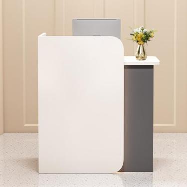 Imagem de Mesa de recepção moderna com iluminação LED, gavetas e balcão para caixa e varejo - ideal para casa, escritório, salão, spas e lobby - Estilo de loja 2