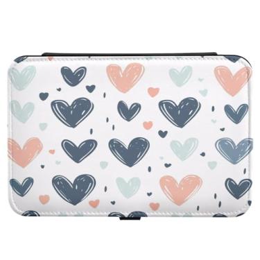 Imagem de Burbuja Caixa de joias de viagem com corações de dia dos namorados, presente para mulheres e meninas, estojo de joias portátil de couro PU organizador para brincos, anéis, colares e pulseiras