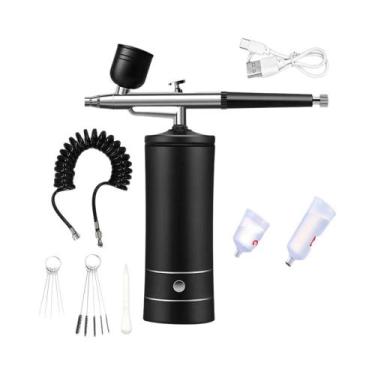 Imagem de Kit De Pintura Com Aerógrafo Mini Portátil Com Compressor Para Arte Em