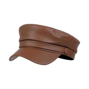 Imagem de Boina Octogonal Feminina Retrô De Couro PU Versátil Para Outono Invern