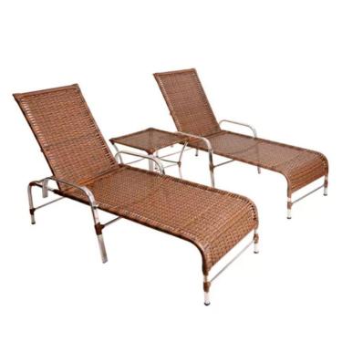 Imagem de Kit 2 Cadeiras Espreguiçadeiras Catar E Mesa Garden Trama Argila