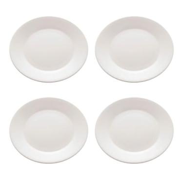 Imagem de Jogo 4 Pratos De Porcelana 20cm Sobremesa Minimalista Branco - Lyor