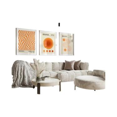 Imagem de Pôster Vintage Laranja Bege Bauhaus Em Tela - Arte De Parede Minimalis