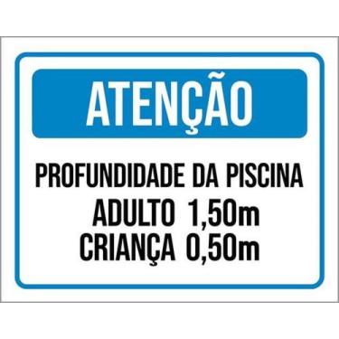 Imagem de Placa Atenção Profundidade Piscina Adulto Criança - Sinalizo