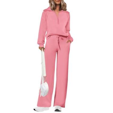 Imagem de Conjunto de moletom PRETTYGARDEN feminino 2025, moda de outono, rosa
