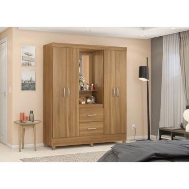 Imagem de Guarda-Roupa Capelinha Lord 4 Portas com Espelho e Gavetas Amêndola Touch | 181cm | MDP