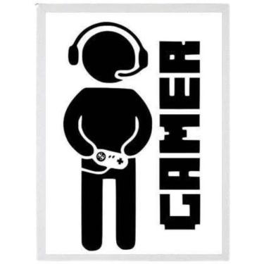 Imagem de Quadro Decorativo Gamer 45X34Cm - Com Vidro - Madeira Branca