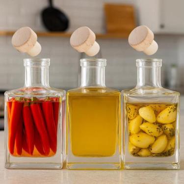 Imagem de Kit 3 Garrafas De Vidro Pote De Vidro Casa Decoração Organização Licor