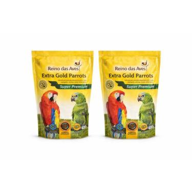 Imagem de Ração Extrusada Para Papagaio 400g Reino das Aves Kit 2 - mimos pet
