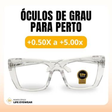 Imagem de Óculos Quadrado Marília Grau +0,50 a +5,00 Feminino Leitura Hipermetro