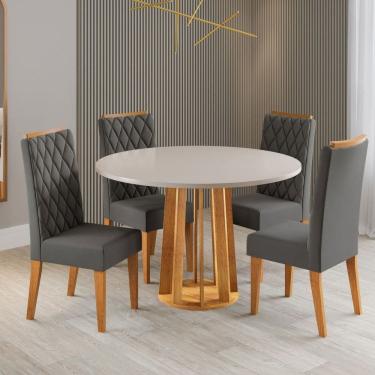 Imagem de Mesa de Jantar 4 Lugares Valerina Marrom/Blonde/Cinza - Viero Móveis