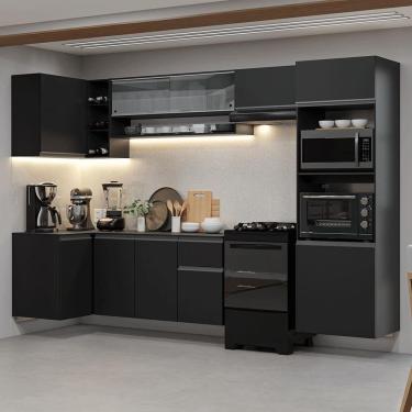Imagem de Armário de Cozinha Completa de Canto Suspenso 385 cm Preto Nice Madesa 02