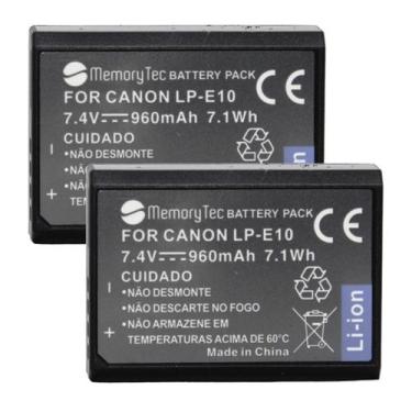 Imagem de Kit 2 Baterias LP-E10 MemoryTec Compatível com Canon SLR 1100D 1200D 1