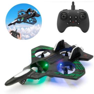 Imagem de Avião Drone Stealth Controle Remoto Recarregável Luz LED Presente Cria
