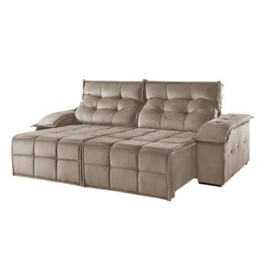 Imagem de Sofá 4 Lugares Retrátil E Reclinável Martins M-122 Veludo Bege - MARTI