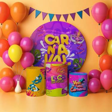 Imagem de Capas Painel Redondo Cilindro Carnaval Folia - Painel De Festa, KIT CA