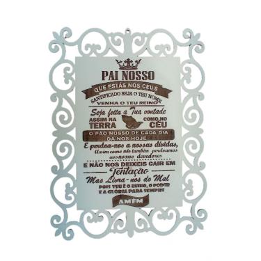 Imagem de Placa Decorativa Pai Nosso Evangelico Branco para Decoração com Fita dupla-face MDF 3MM...