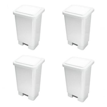 Imagem de Kit 4 Lixeiras Retangulares Jsn Pr50 com Pedal para Uso Doméstico e Corporativo