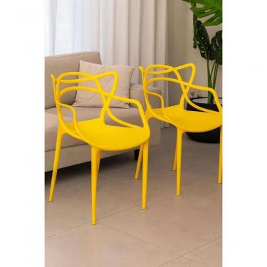 Imagem de Kit com 2 Cadeiras Allegra em Plástico Amarelo para Sala de Jantar Cozinha e Área Gourmet