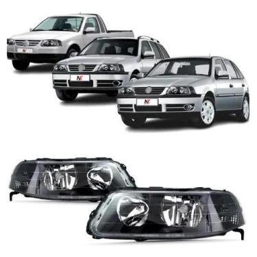 Imagem de Par Farol Gol G3 99 2000 2001 á 2005 Foco Duplo Máscara Negra - NK