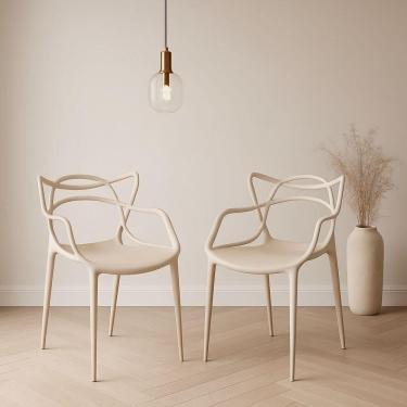 Imagem de Kit 2 Cadeiras Allegra Estrutura em Plástico Nude para Sala de Jantar e Espaço Gourmet Empilhável