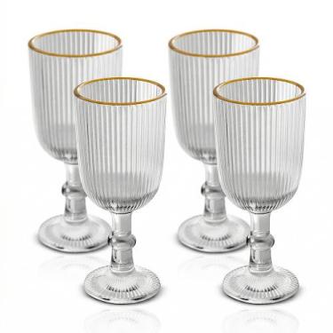 Imagem de Conjunto de Taças de Vidro Licor Fio de Ouro Graffiato Lines 75ml Wolf