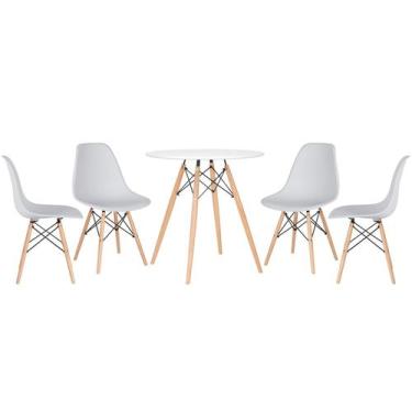 Imagem de Laraz, Mesa redonda Eames 70 cm + 4 cadeiras Eiffel DSW