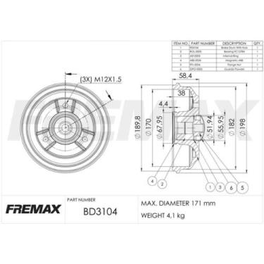 Imagem de Tambor de freio Traseiro Renault Kwid 2017 a 2024 FREMAX