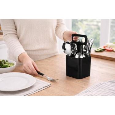 Imagem de Conjunto De Talheres Verona 25 Peças Preta Aço Inox Cabo Resistente El
