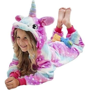 Imagem de Pijama Infantil Unicórnio Roupa De Dormir Kigurumi Fofo Divertido Teci