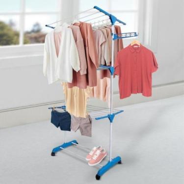 Imagem de Varal De Chão Vertical Para Roupas 3 Andares Dobrável Portátil Grande 