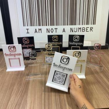 Imagem de Placa Instagram QrCode De Mesa Balcão c/ base - Acrílico - Acrihome Ac