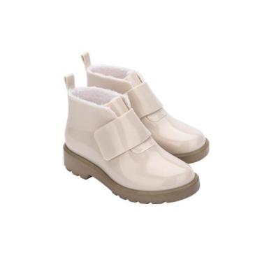 Imagem de Bota Infantil Mini Melissa Chelsea Boot Com Pelinhos Feminino, Bege, 3